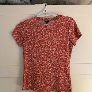 Dynamite Red Floral Short Sleeve Top